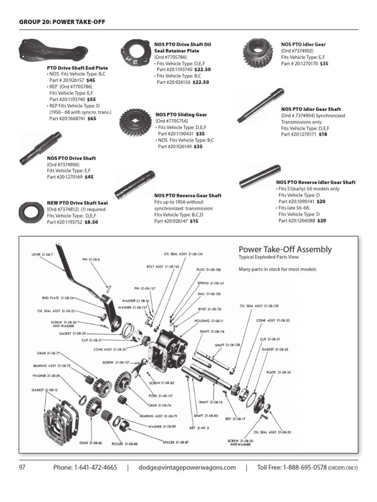 A Comprehensive Catalog of Power TakeOff Parts for Dodge Trucks