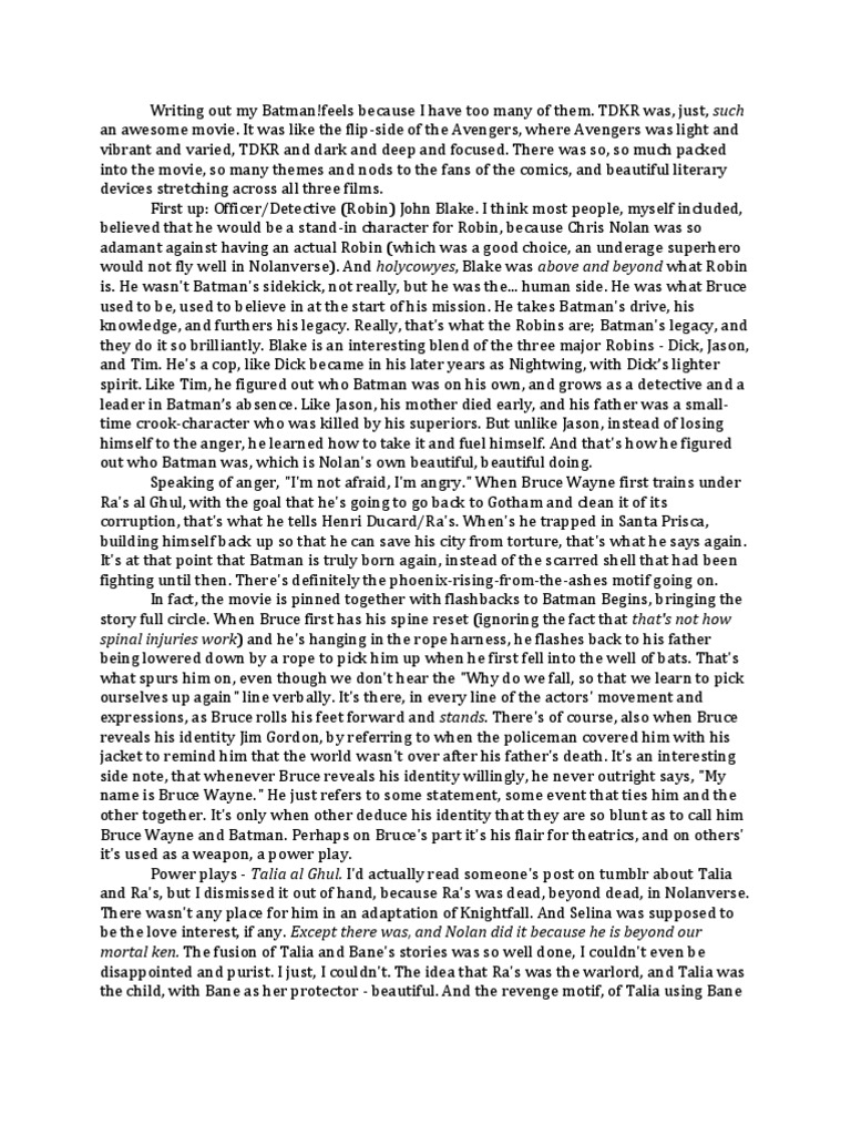 the dark knight essay