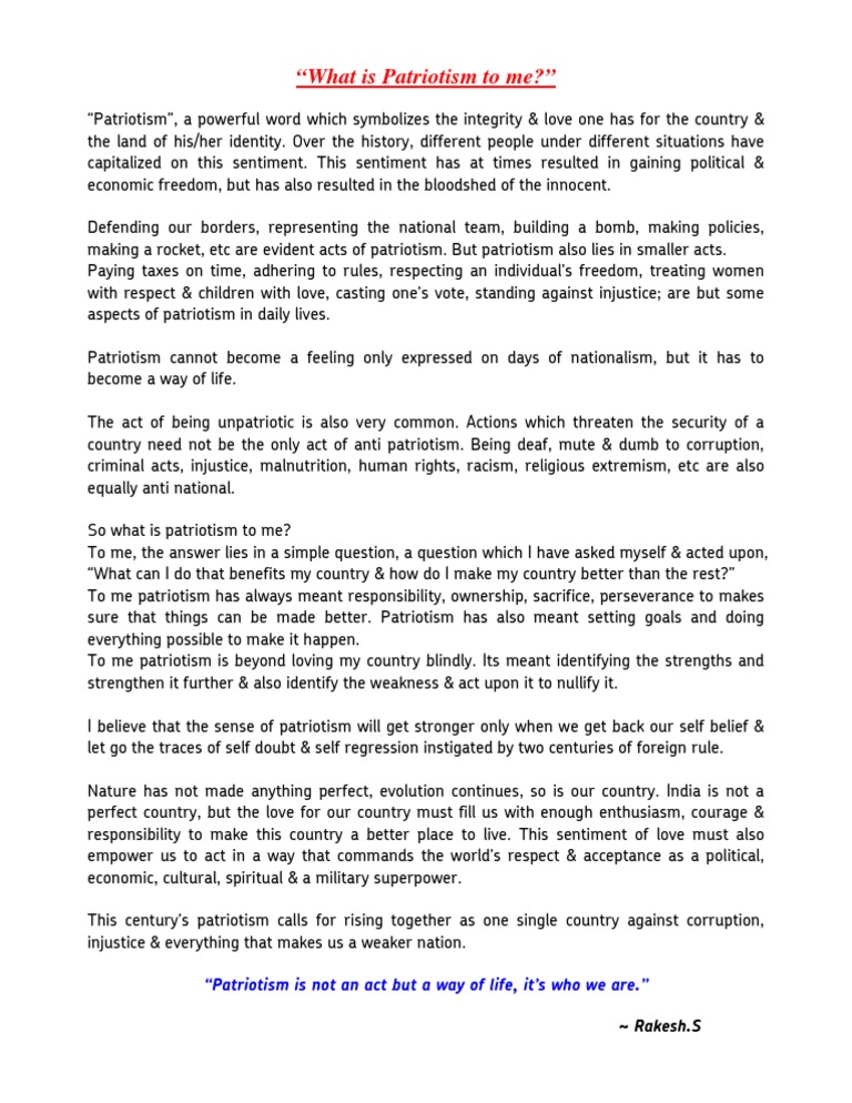 Patriotism essay 200 words picture