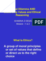 Ethical Dilemma and Leadership Values and Ethical Reasoni