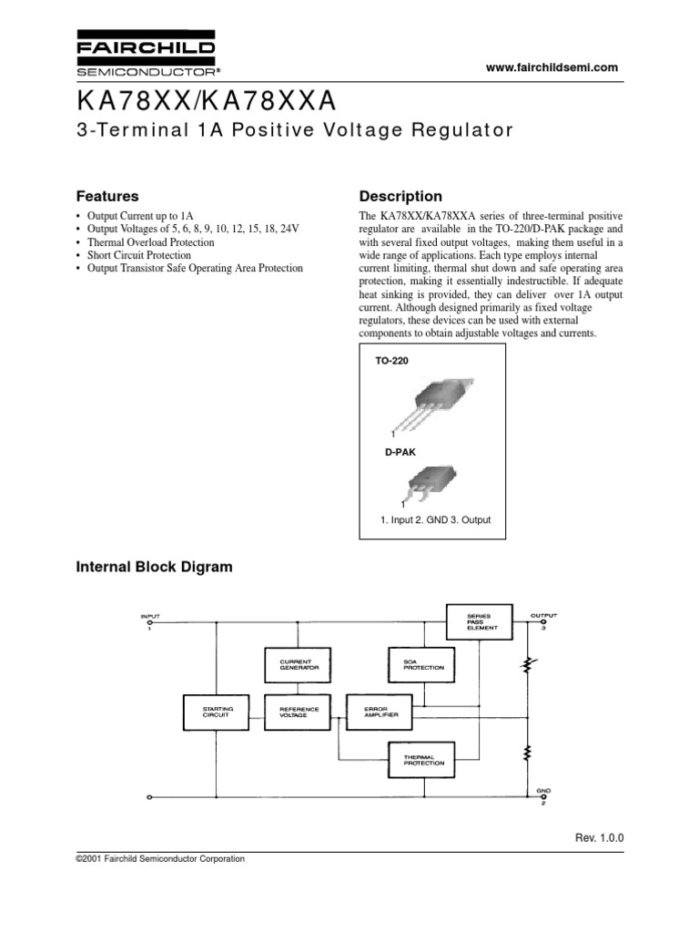Voltage Regulator (7805) Datasheet | PDF | Electrical Components ...
