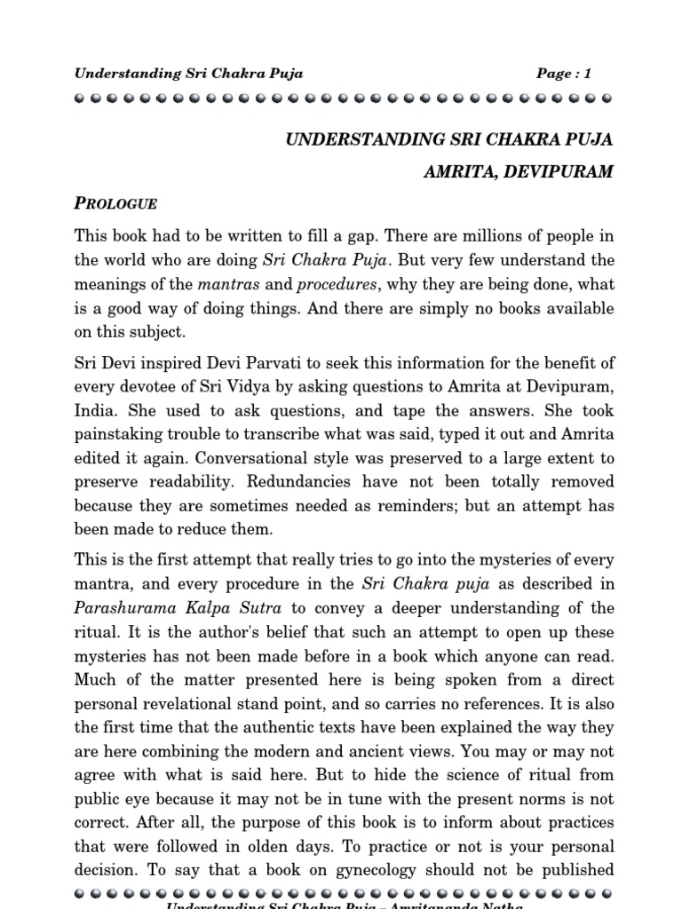 Insights on Sri Chakra Puja Rituals | PDF | Devi | Kundalini