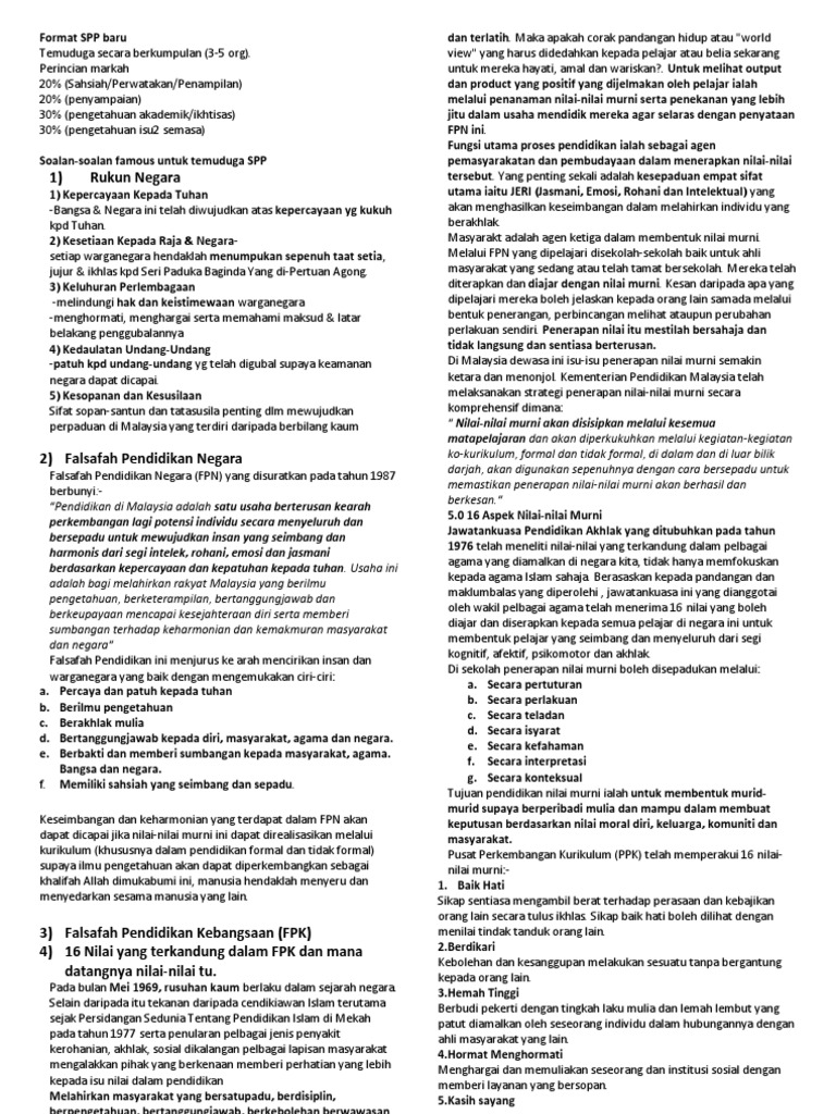Nota Penting Spp For Interview Pdf