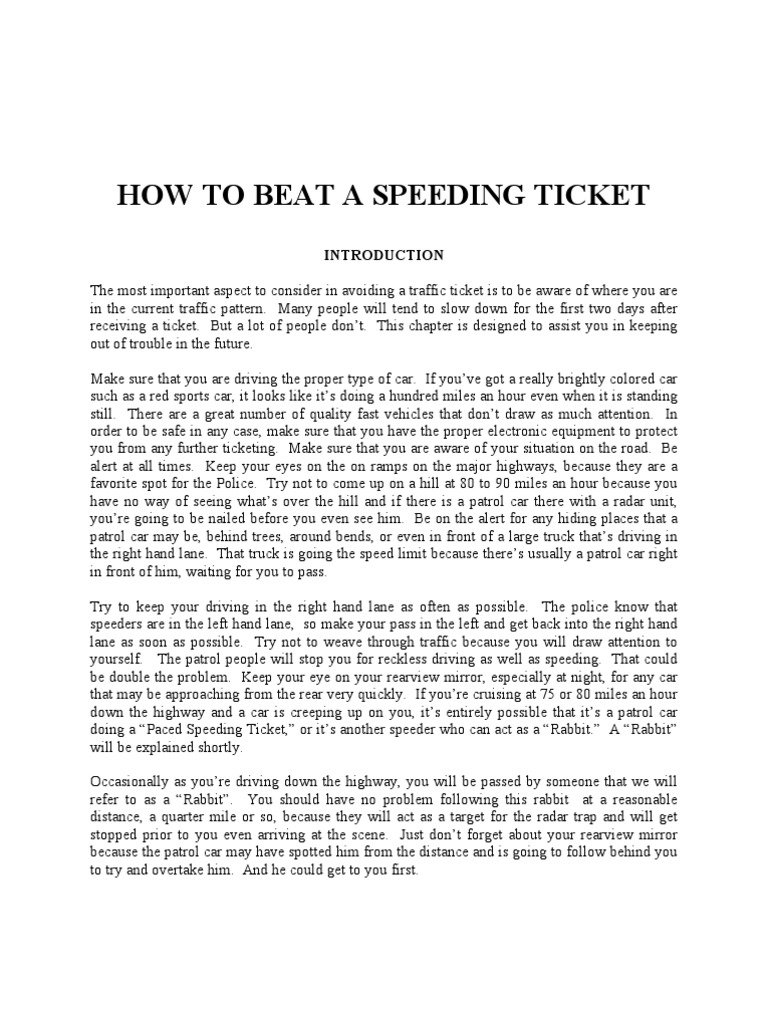 How To Beat A Speeding Ticket | PDF