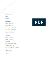 Evolution of Microsoft Office versions