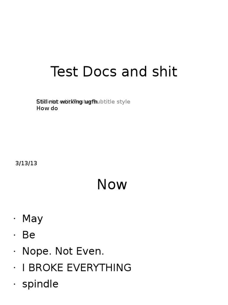 Test Docs and Shit: Click To Edit Master Subtitle Style | PDF