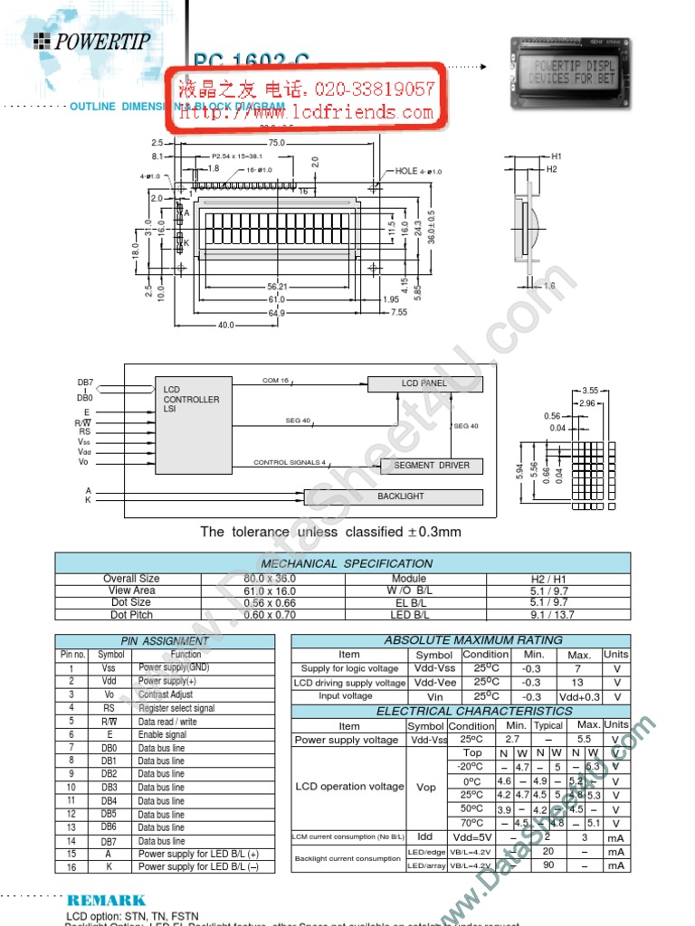 LCD Module Specifications and Ratings | PDF | Home & Garden | Computers
