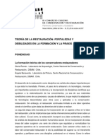 Teoría de La Restauración - Fortalezas y Debilidades en La Formación y La Praxis