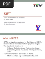 Scale Invariant Feature Transform by David Lowe Short Explanation of The Approach by Michela Lecca