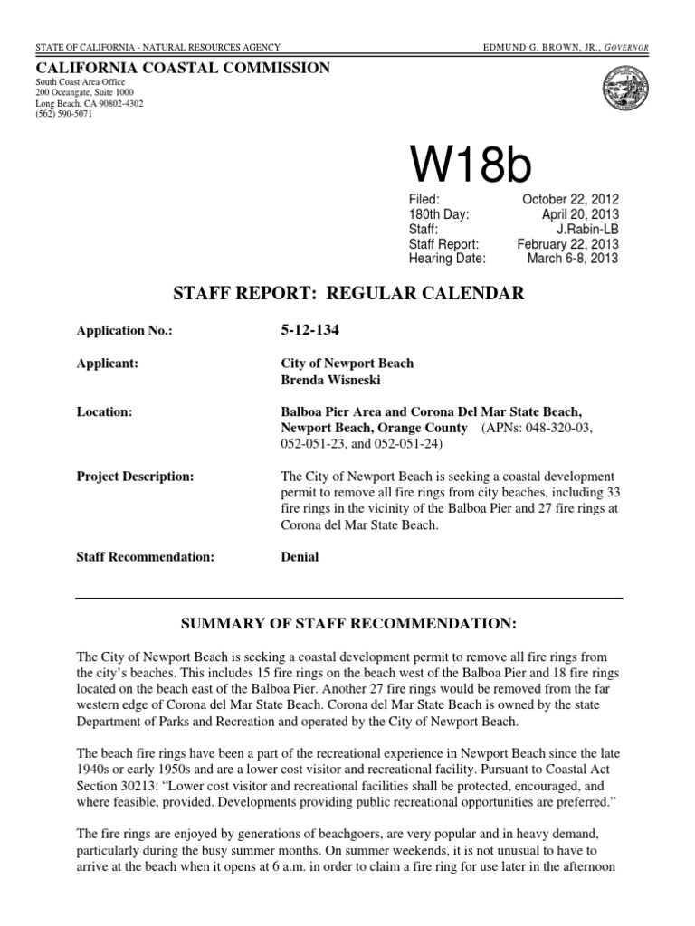 California Coastal Commission Newport Beach Fire Rings Report PDF