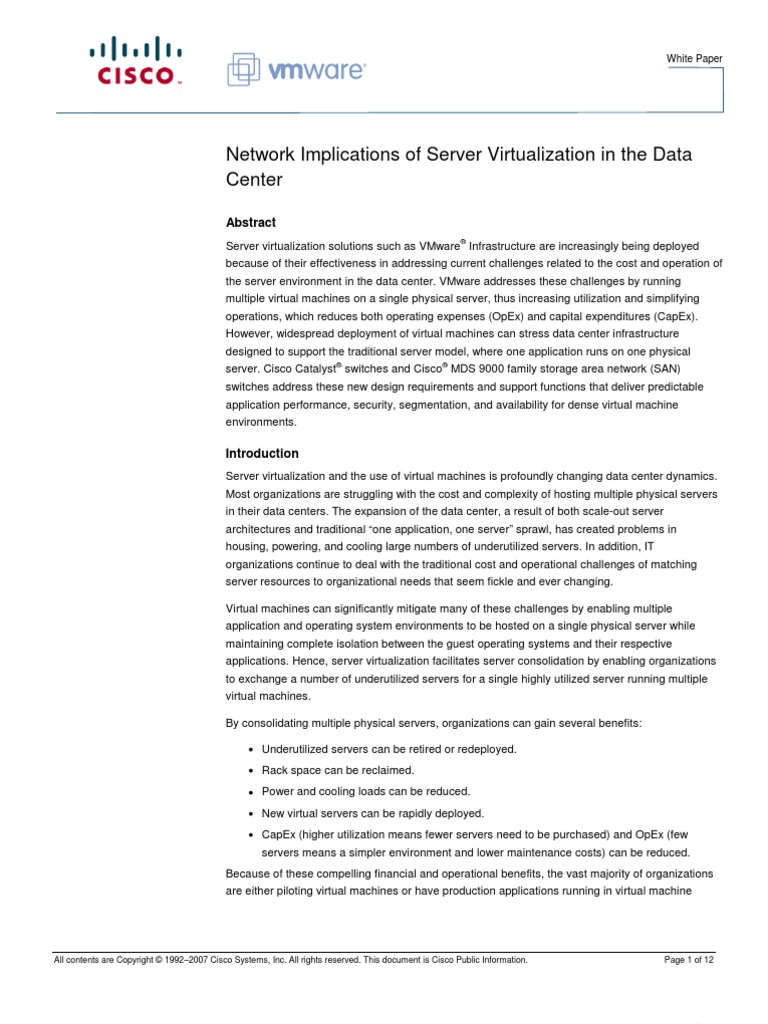 Cisco Server Virtualization Datacenter | PDF | Network Switch ...