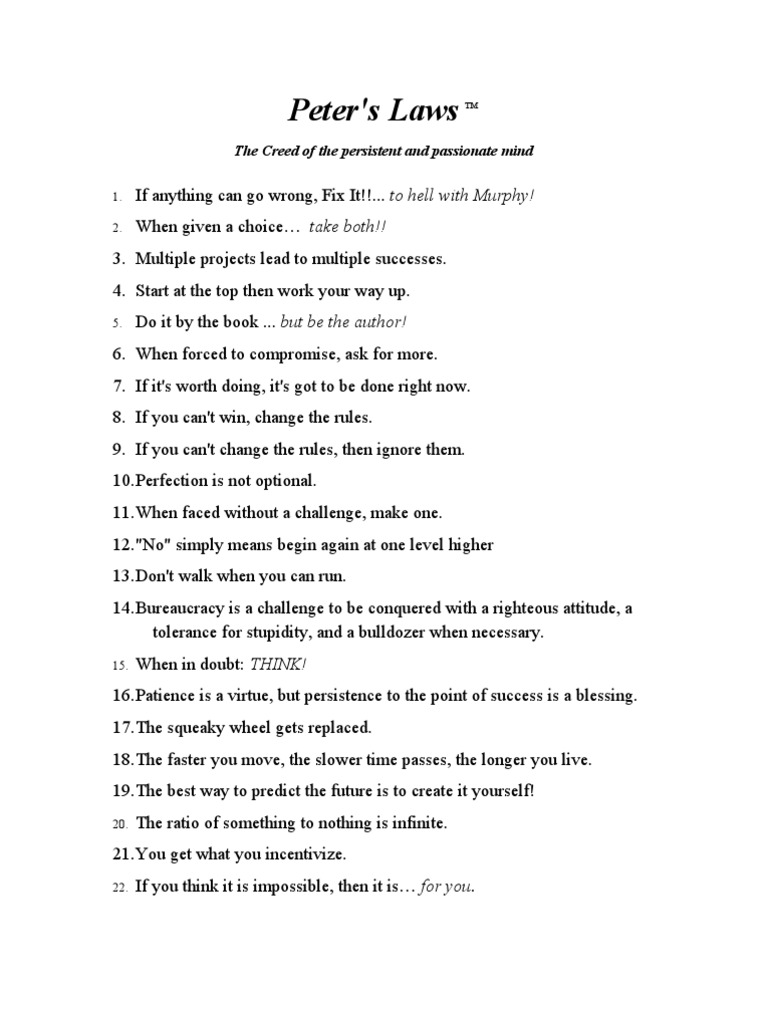 Peter's Laws Expanded-30 Aug'09 | PDF