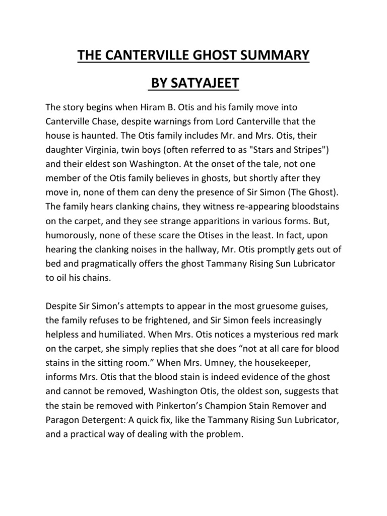 The Canterville Ghost Summary + Brief Summary_By Satyajeet(CBSE)