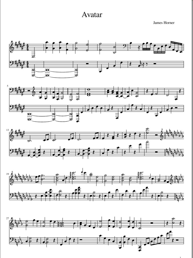 Avatar Piano Sheet Music