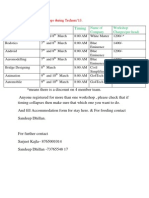 Schedule of Workshops During Technex'13.