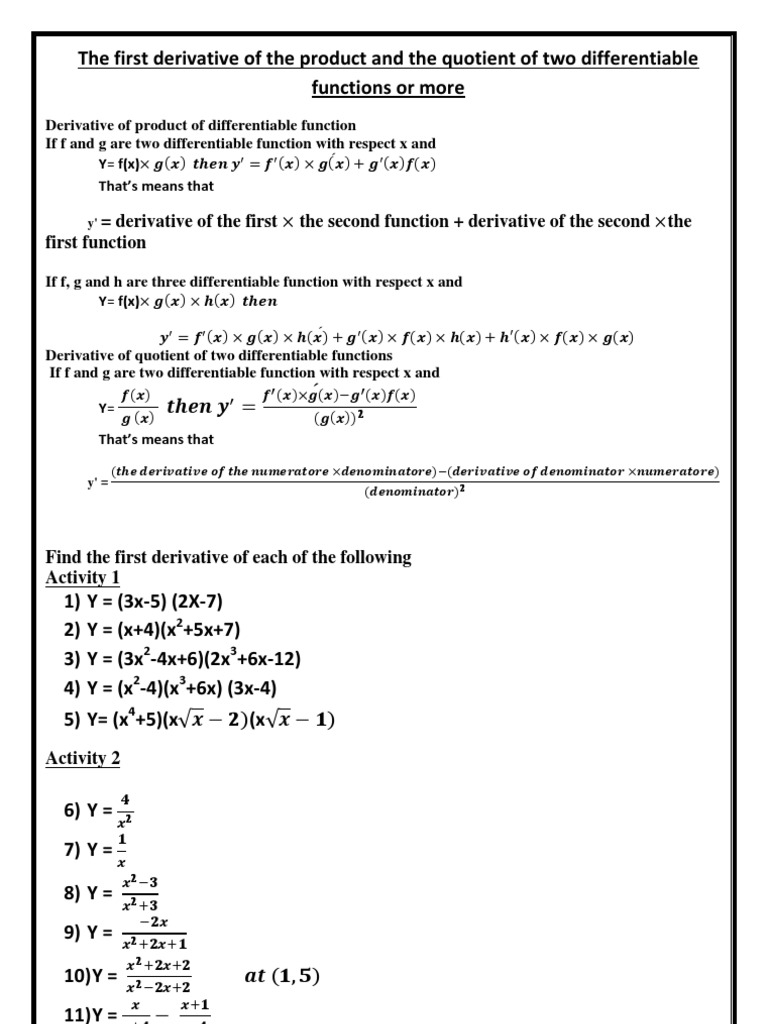 Derivative of The First First Function | PDF