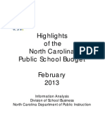 Highlights of The North Carolina Public School Budget 2013