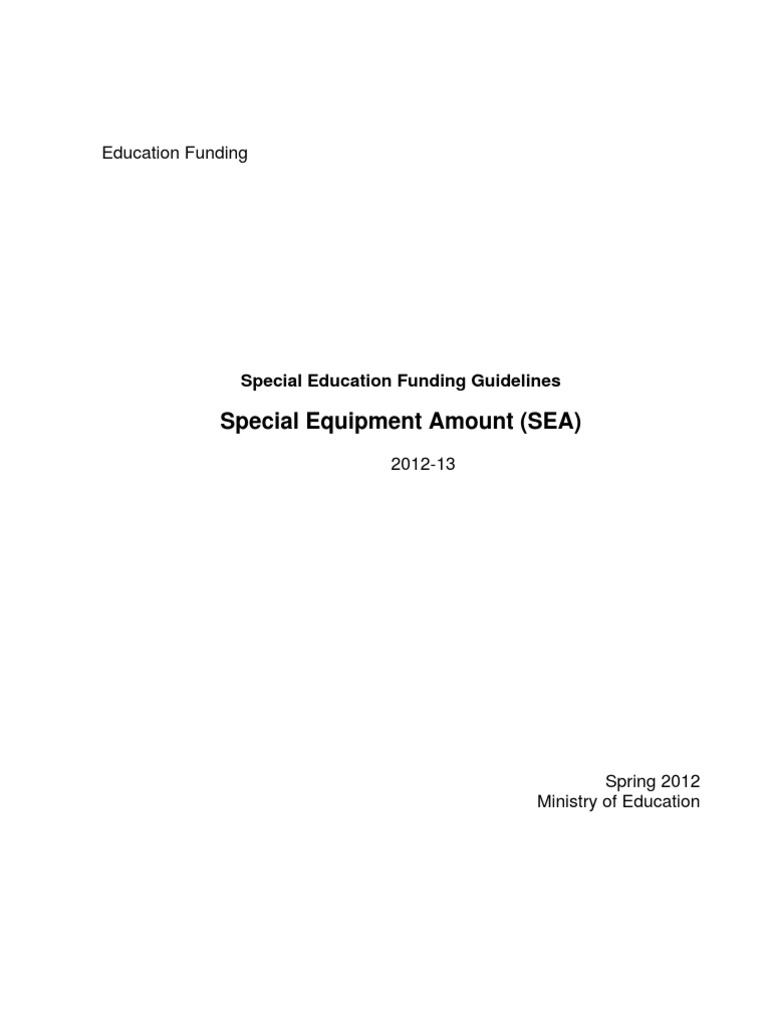 Special Equipment Amount (SEA) Education Funding PDF Special