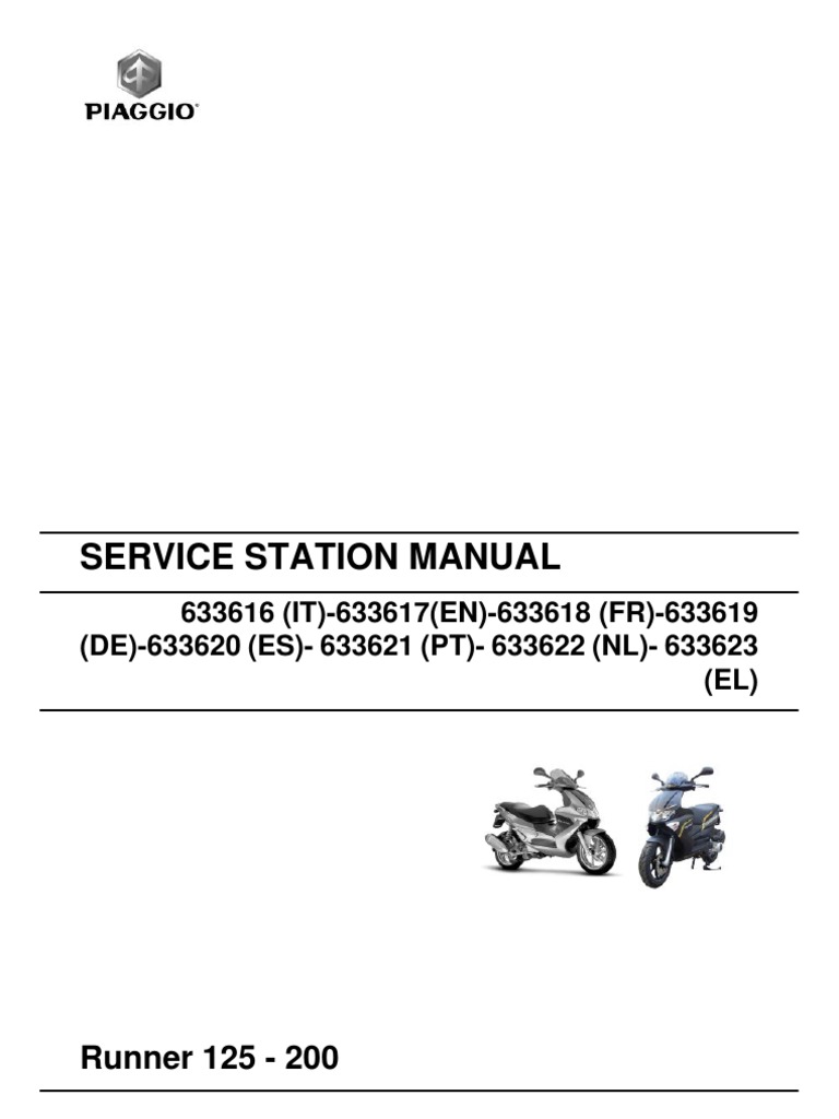 Gilera Runner 125 - 200 (EN) | Carburetor | Automatic Transmission. Derbi  Scooter Workshop Repair Manual ...