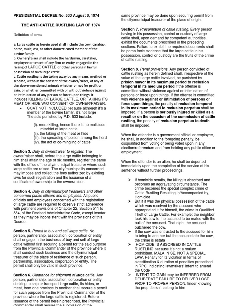Anti-Cattle Rustling Law Overview | PDF | Misconduct | Crime & Violence