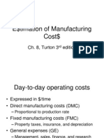 E$timation of Manufacturing Cost$: Ch. 8, Turton 3 Edition