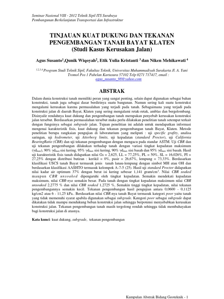 Semnas Teknik Sipil Viii 2012 Bidang Geoteknik Abstrak