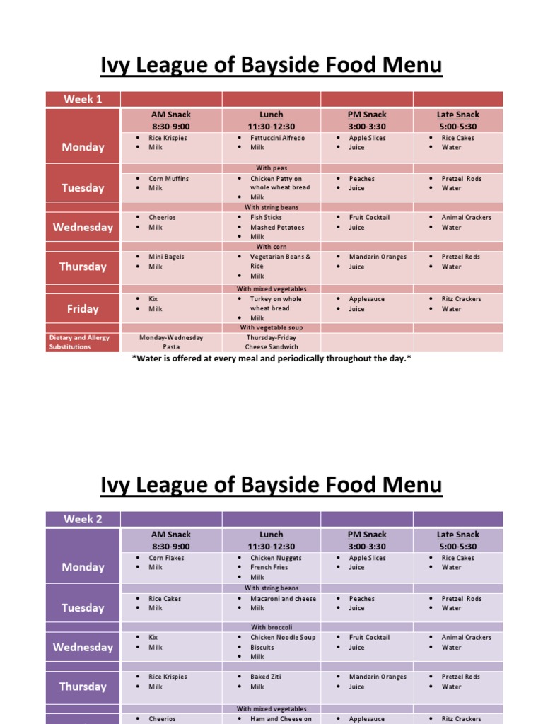 Bayside Menu PDF Lunch Juice
