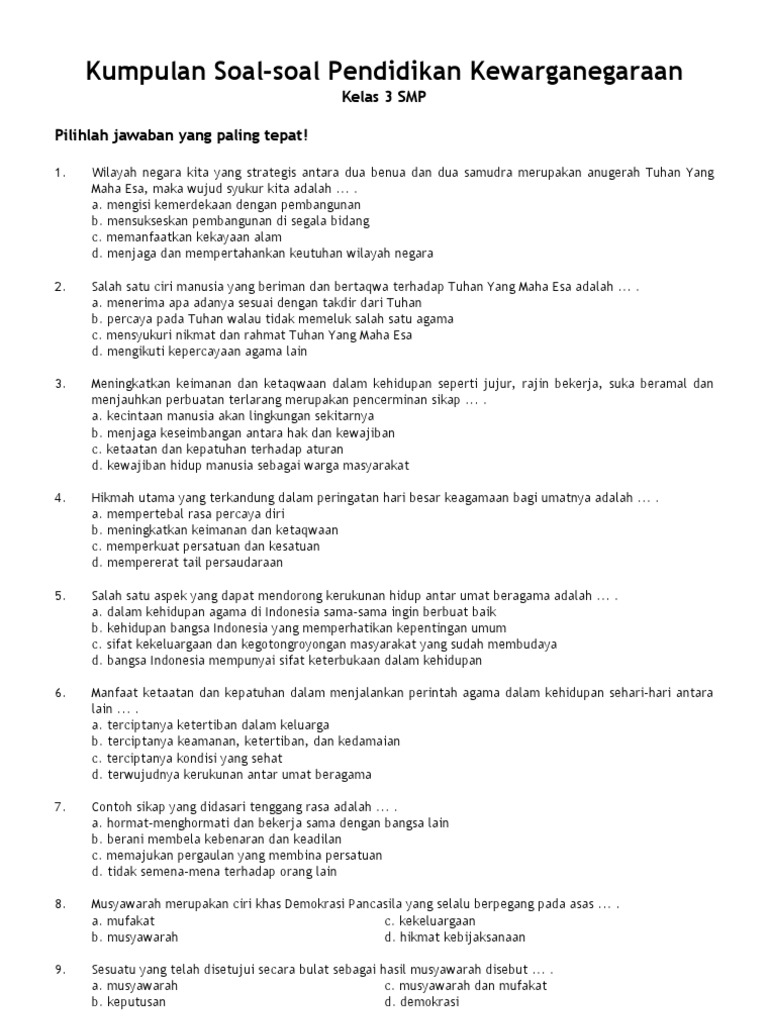 Kumpulan Soal Uas Pkn 3 Iwansukma