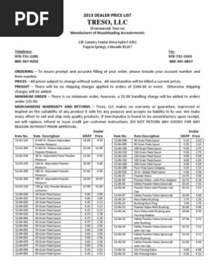 2013 TRESO Dealer Price List