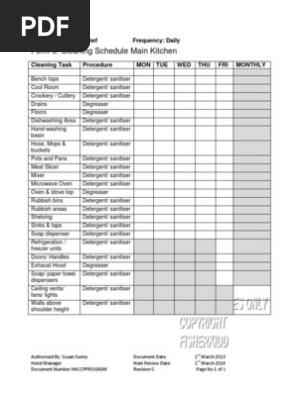 Form Cleaning Schedule
