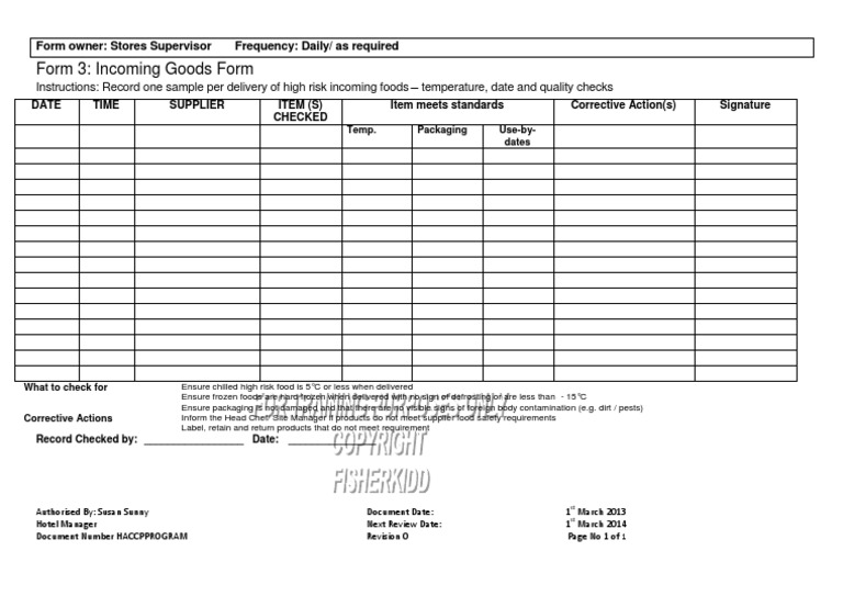 Incoming Goods Inspection Checklist | PDF