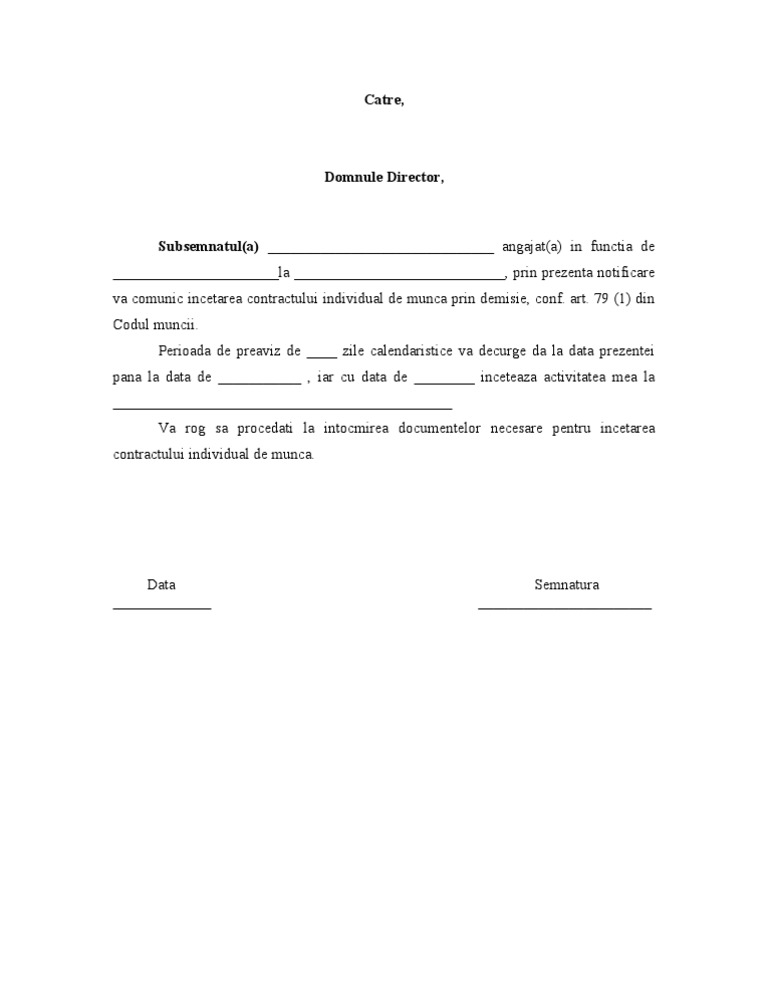Demisie Cu Preaviz Articol