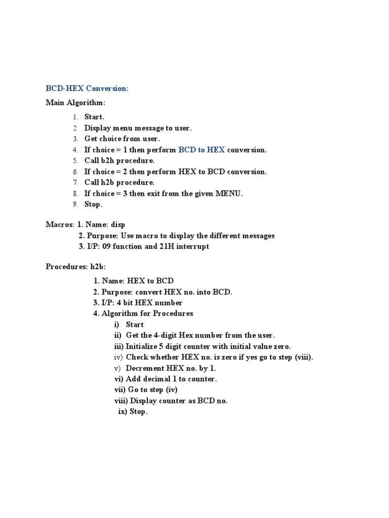 BCD and HEX Conversion in 8085 | PDF | Teaching Methods & Materials ...