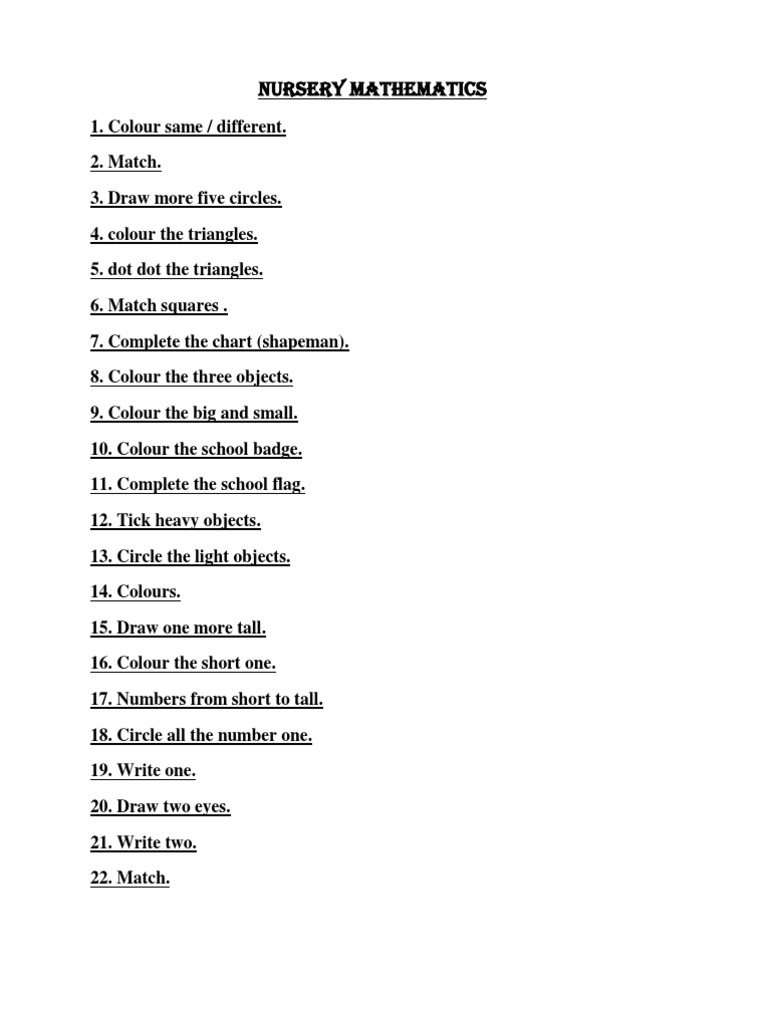 Nursery Mathematics PDF