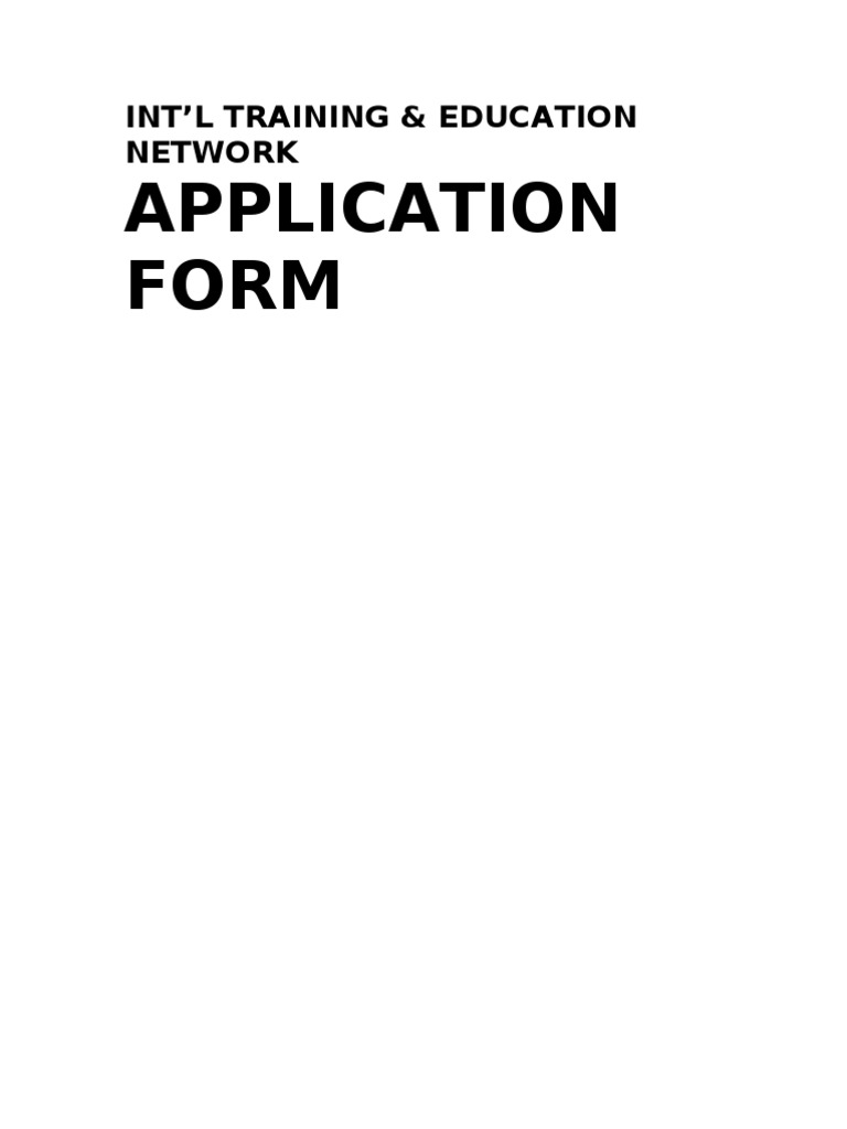 International Training Application Form | PDF | Career & Growth