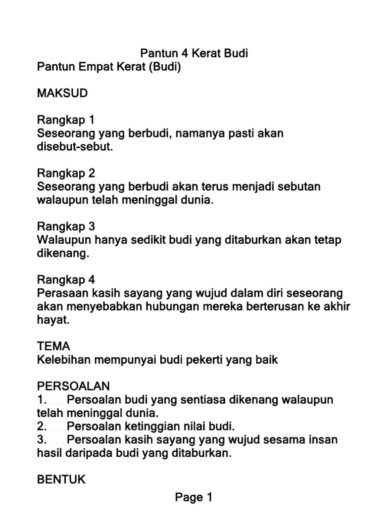 Pantun 4 Kerat Budi Reupload Pdf
