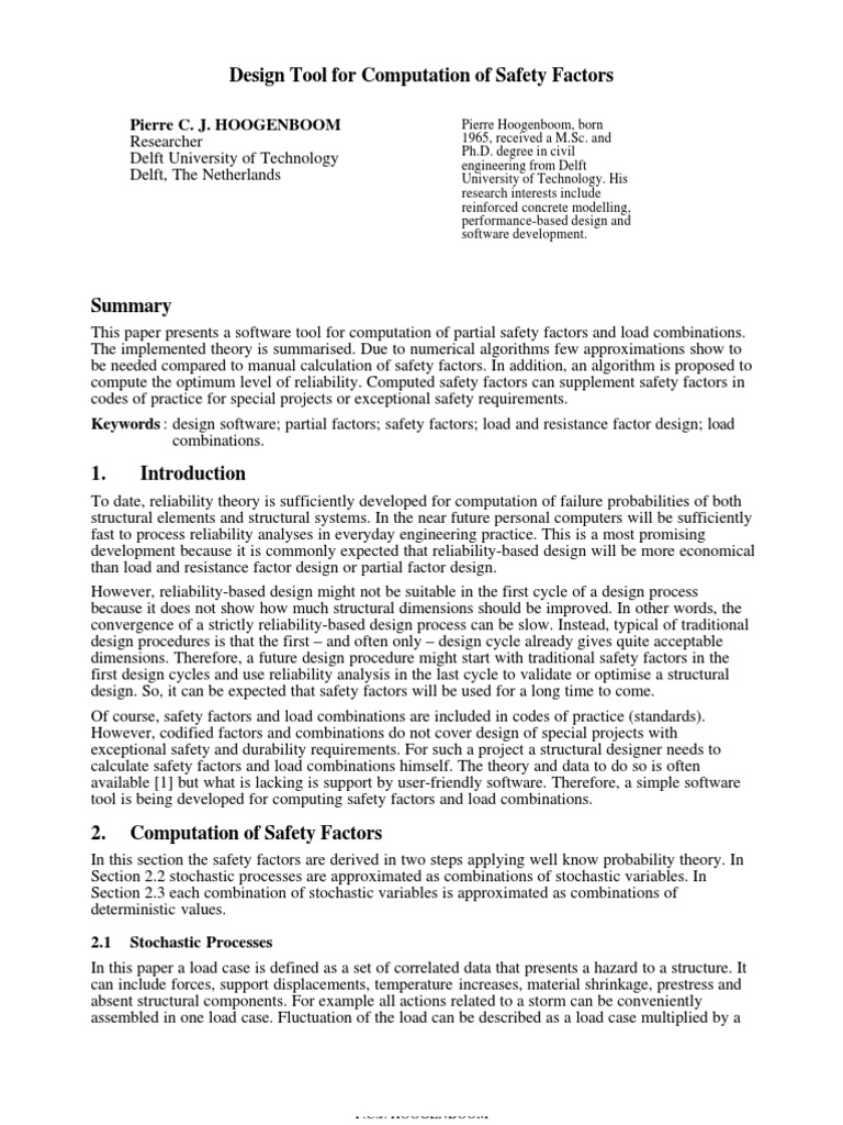Design Tool For Computation of Safety Factors (Load Factor) PDF