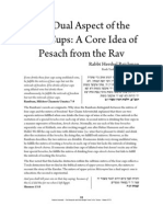 The Dual Aspect of The Four Cups: A Core Idea of Pesach From The Rav