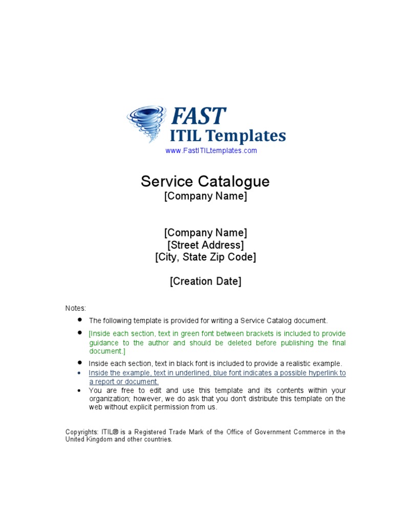 Service Catalogue Template | PDF