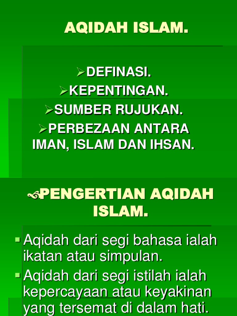 Segi istilah aqidah dari maksud Aqidah Islam