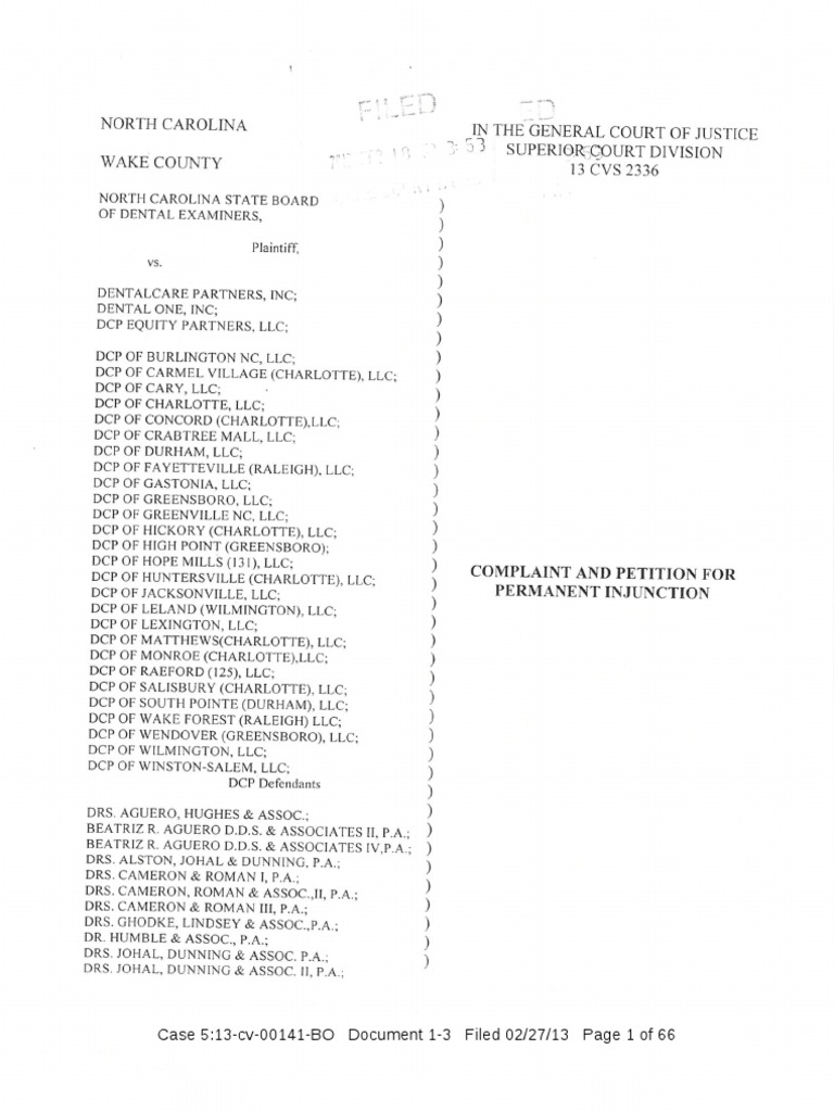 North Carolina State Board of Dental Examiners v. Dental Care Partners, Inc Dental One, Inc. Et