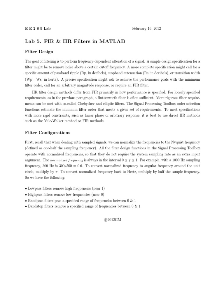 Dsp Digital Filter Design Pdf Science Mathematics Technology