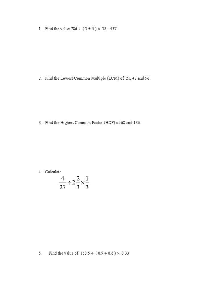 Maths form 1 final exam paper 2