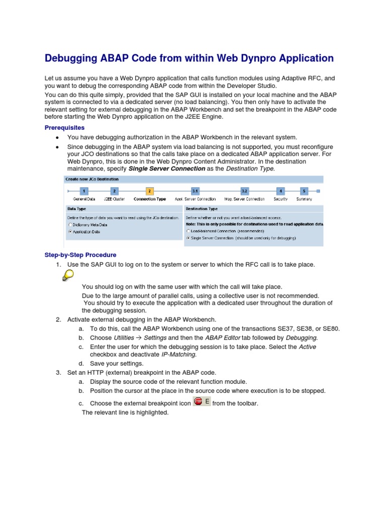 Debugging ABAP Code From Within Web Dynpro Application | PDF | Computer ...