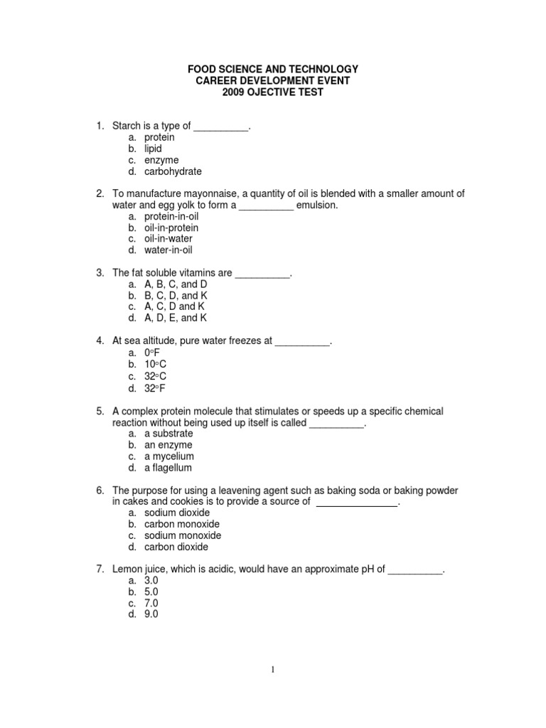 Food Science Exam | PDF | Foodborne Illness | Carbohydrates