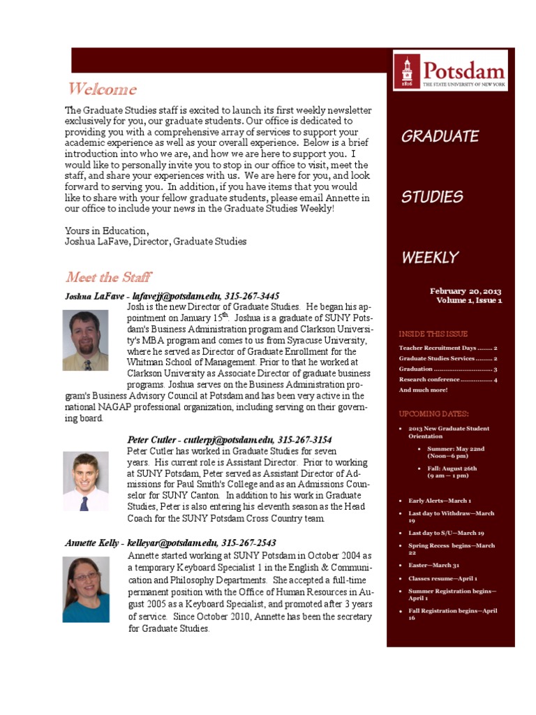 Graduate Studies Weekly Newsletter | PDF