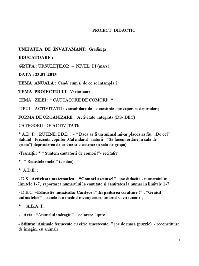 181 Proiect Didactic