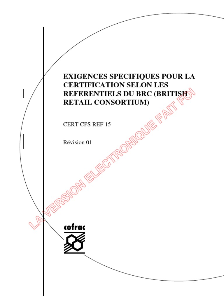 Exigences pour Certification BRC | PDF | Audit | Évaluation