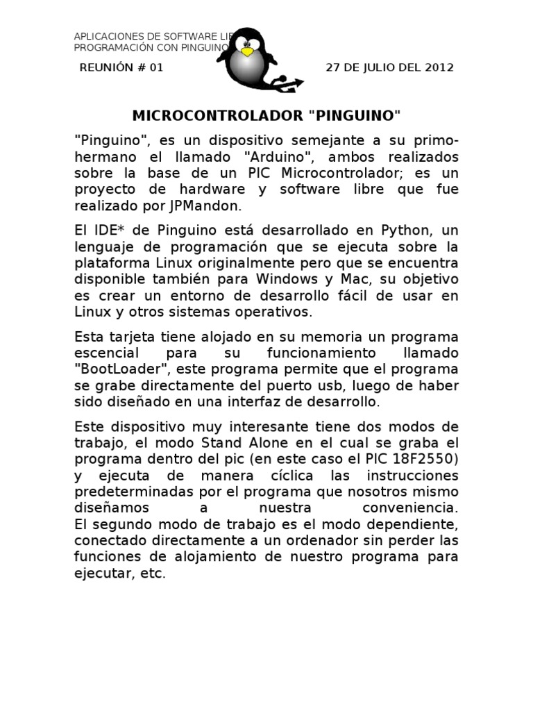 Programación con Pinguino en Linux | PDF | Entorno de desarrollo ...