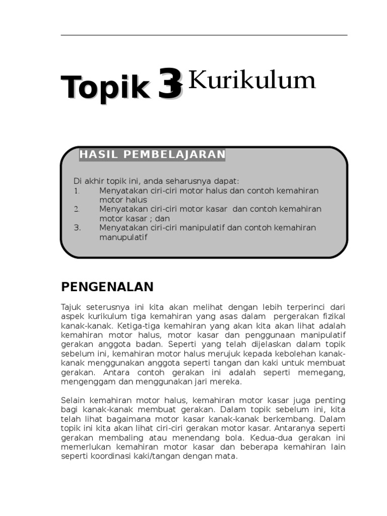 Perkembangan Motor Halus Dan Kasar Kanak Kanak Pdf